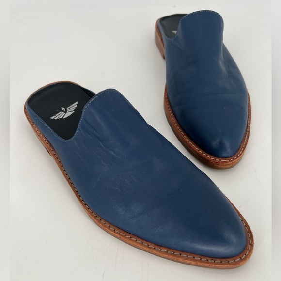 Fortress Of Inca Leather Adra Mule Slides In Navy - Picture 1 of 7